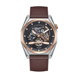 Authentic Heritor Amadeus Men's Automatic Semi-Skeleton Leather Watch, Style HERHS3404
