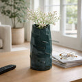 Decorative Vase - Blue Ceramic Sculpted Textured, 11 in.