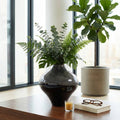 Decorative Vase - Black Ceramic Artisanal Piece, 14 in.