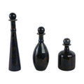 Decorative Jar Set of 3 - Blue Ceramic Bottles, 8/11/15 in.