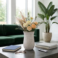 Decorative Vase - Ivory Ceramic Textured Patterned, 12 in.