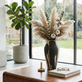 Decorative Vase - Black Ceramic Tall Handcrafted, 14 in.