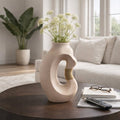 Decorative Vase - Tan Ceramic Large Leather Wrap, 16 in.