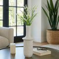 Decorative Vase - Ivory Ceramic Unique Flared Top, 19 in.