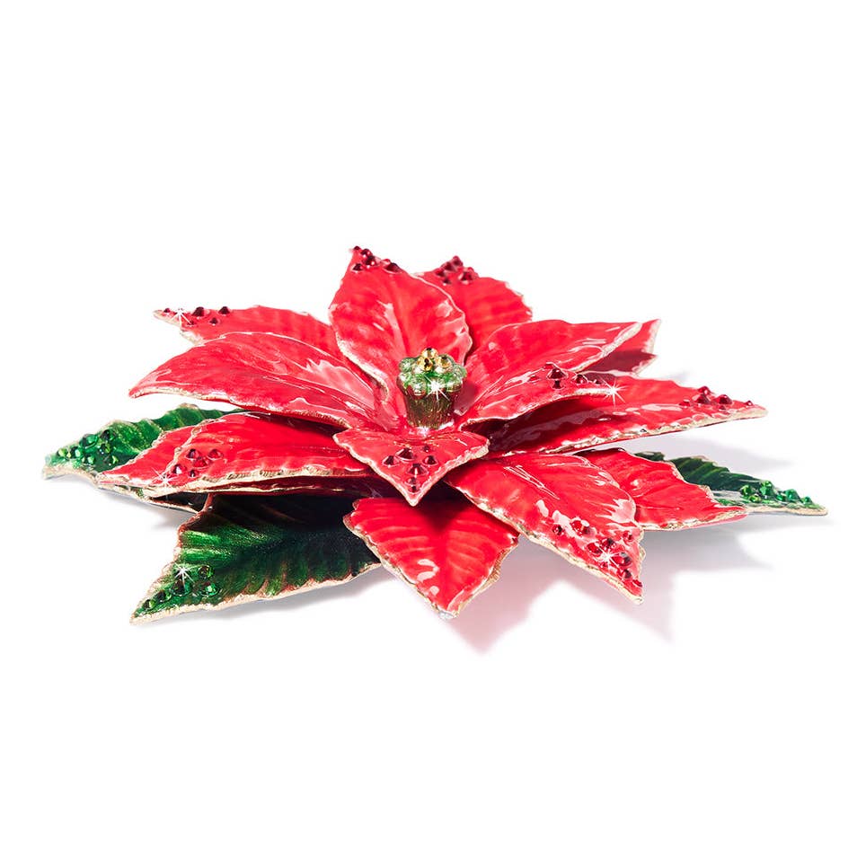 Jay Strongwater Poinsettia Flower Crystal Enamel Gold-Finished Tabletop Object