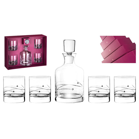 Sparkle Glass Whiskey Decanter Set, Decanter: 26 oz.; DOF glasses: 10.5 oz.
