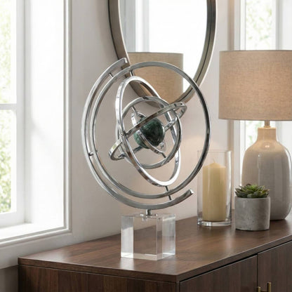 Decorative Object - Black Metal Armillary Statuary, 17 in.