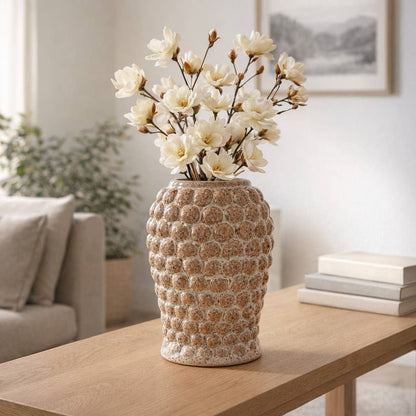 Decorative Vase - Brown Ceramic Sculpted Bubble, 11 in.