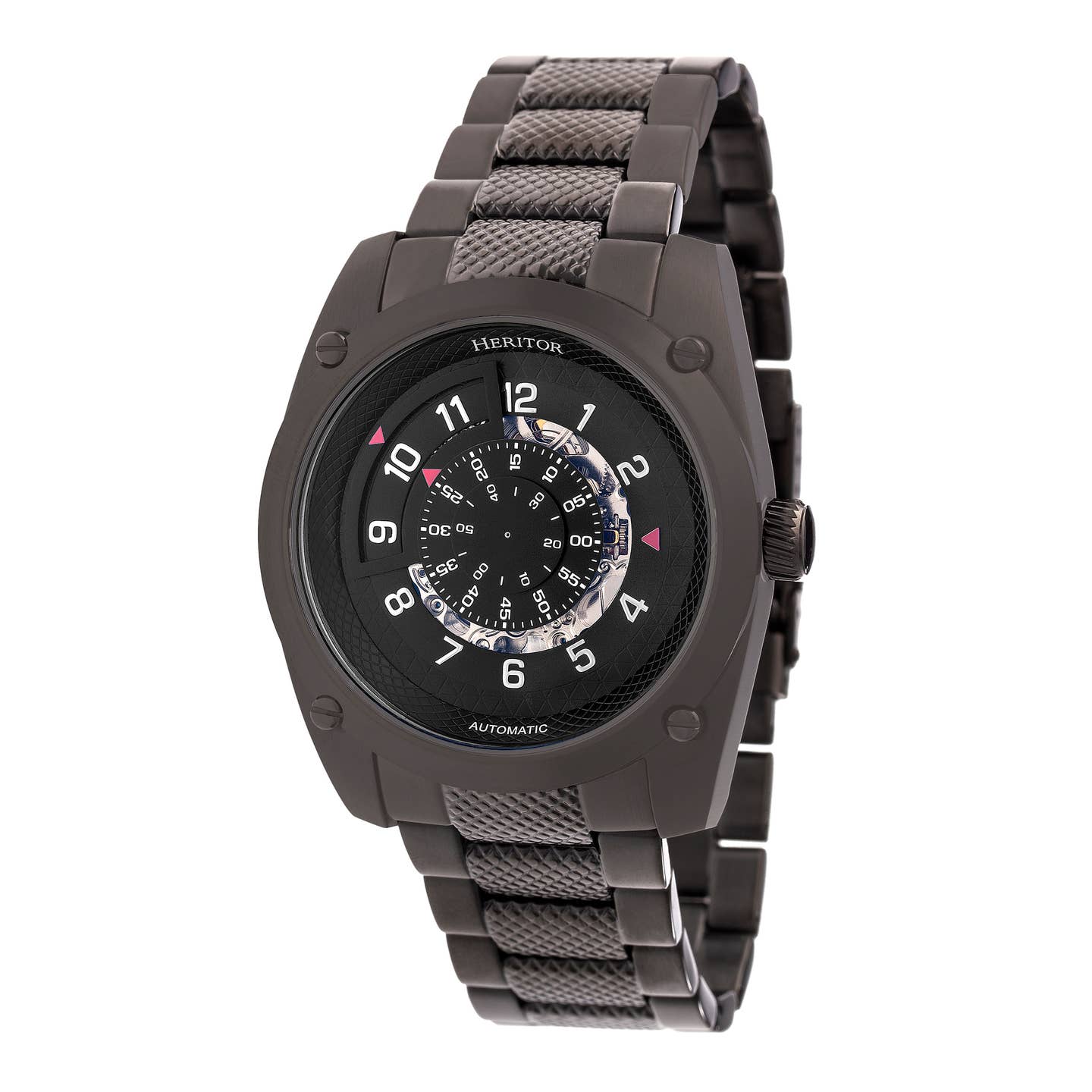 Heritor Daniels Men's Automatic Semi-Skeleton Bracelet Watch, Black