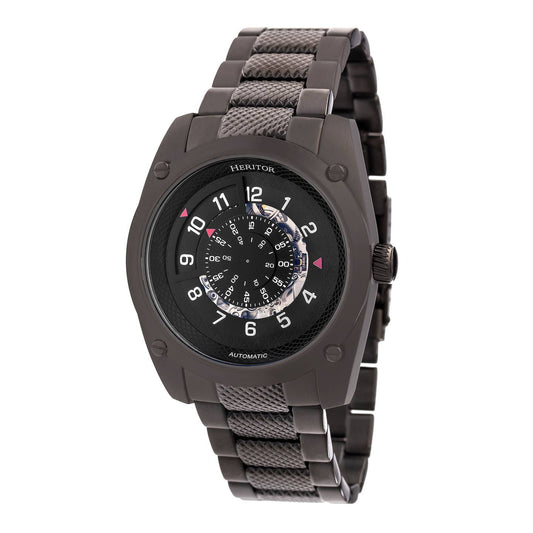 Heritor Daniels Men's Automatic Semi-Skeleton Bracelet Watch, Black
