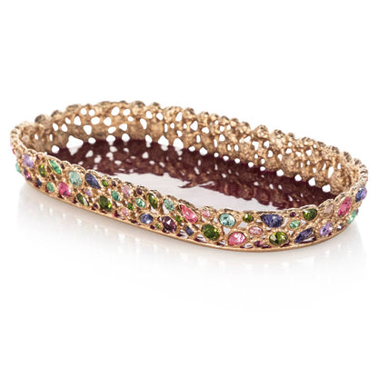 Jay Strongwater Julius Bejeweled Swarovski Crystal Enamel Gold-Finished Decorative Tray, Bouquet