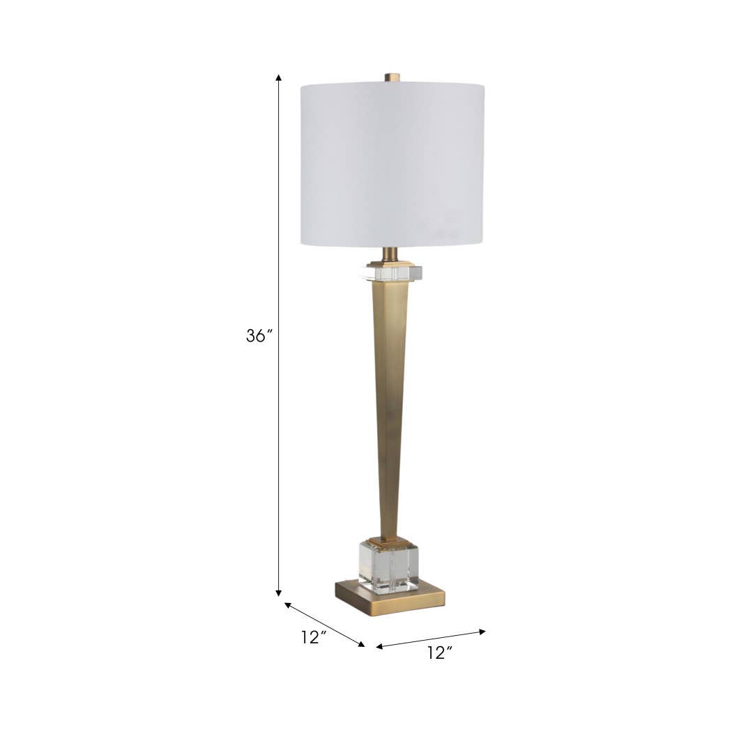 Table Lamp - Gold Glass Metal Base Metallic Finish, 35 in.