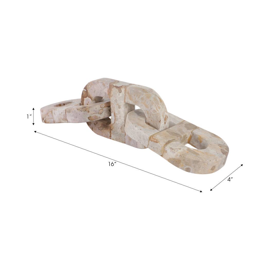 Decorative Object - Ivory Marble 3-Link Chiseled Chain, 16in