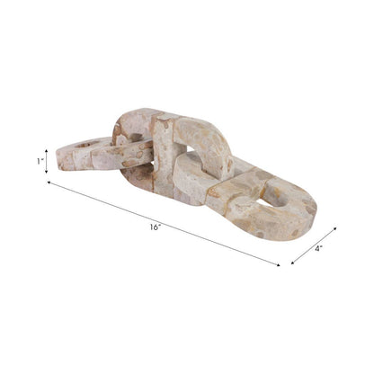 Decorative Object - Ivory Marble 3-Link Chiseled Chain, 16in