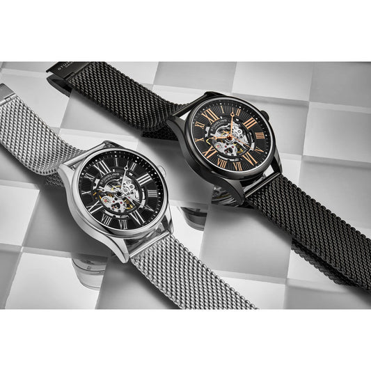 Stuhrling Original Atrium Men's Automatic Skeleton Watch, 42mm, Silver Case