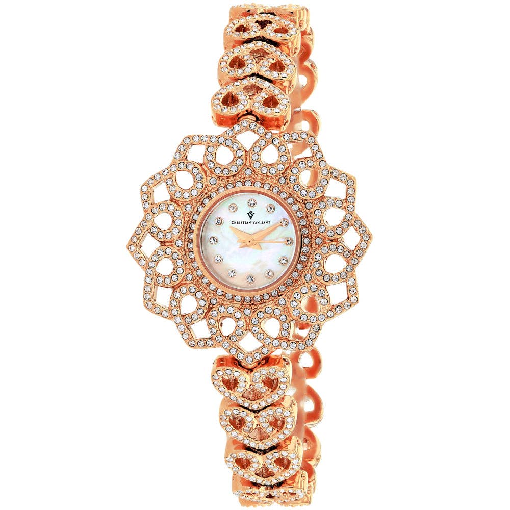 Christian Van Sant Chantilly Women's Quartz Watch, White Mop Dial