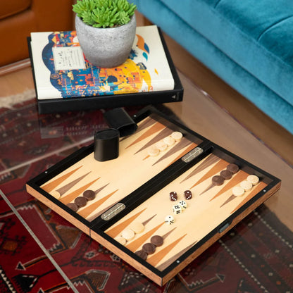 Harrison Luxury Wooden Backgammon & Chess Set – Brown Inlaid Game Board