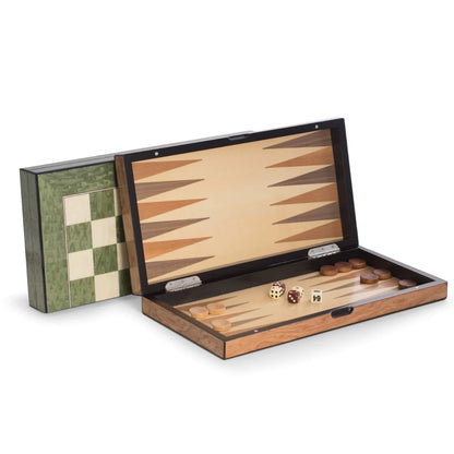 Harrison Luxury Wooden Backgammon & Chess Set – Brown Inlaid Game Board