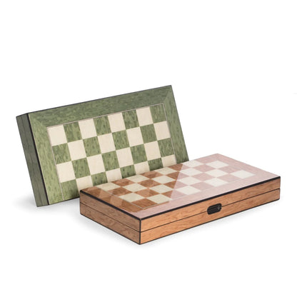Harrison Luxury Wooden Backgammon & Chess Set – Brown Inlaid Game Board