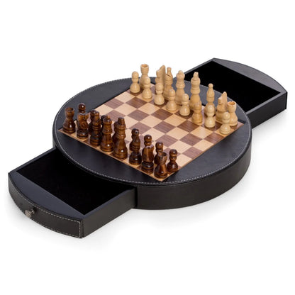 Isaac Wooden Chess Set with Storage Drawers – Luxury Walnut & Maple Chess Board