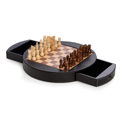 Isaac Wooden Chess Set with Storage Drawers – Luxury Walnut & Maple Chess Board