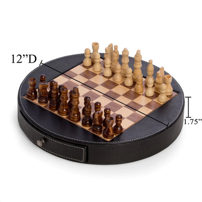Isaac Wooden Chess Set with Storage Drawers – Luxury Walnut & Maple Chess Board