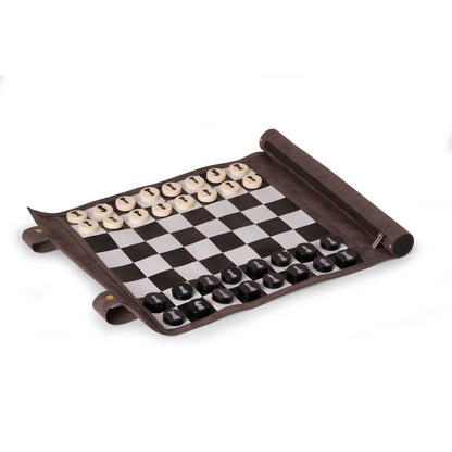 Jones Portable Roll-Up Chess Set – Travel Chess Board with Storage