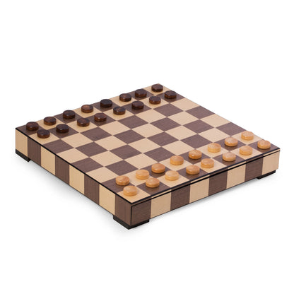 Leonardo Chess & Checkers Set – Luxury Wooden 2-in-1 Board Game Set