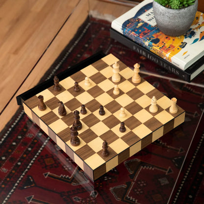 Leonardo Chess & Checkers Set – Luxury Wooden 2-in-1 Board Game Set