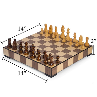Leonardo Chess & Checkers Set – Luxury Wooden 2-in-1 Board Game Set