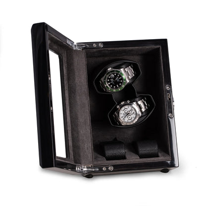 Louis Ash Wood High Lacquer 2-Watch Winder & 2-Watch Storage Case