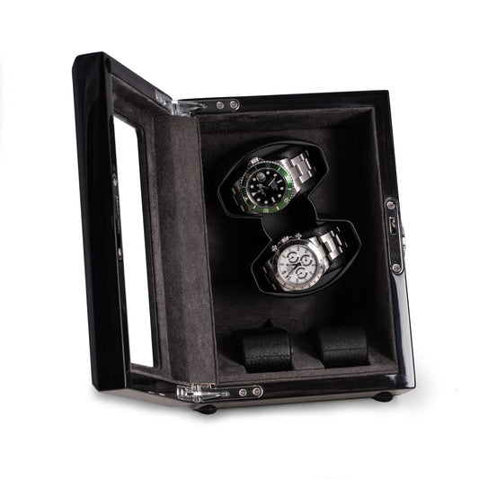 Louis Ash Wood High Lacquer 2-Watch Winder & 2-Watch Storage Case