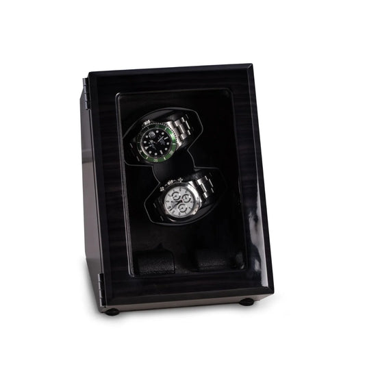 Louis Ash Wood High Lacquer 2-Watch Winder & 2-Watch Storage Case