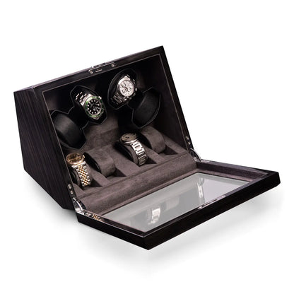 Louis Ash Wood High Lacquer 4-Watch Winder & 4-Watch Storage Case