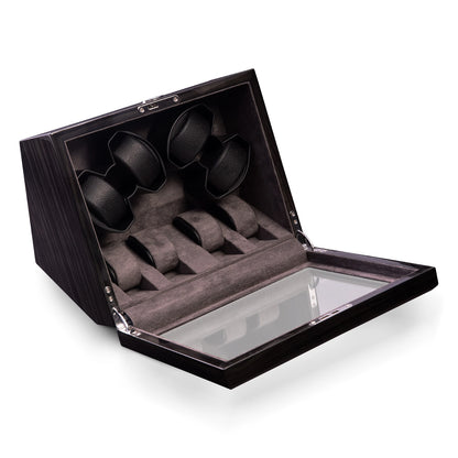Louis Ash Wood High Lacquer 4-Watch Winder & 4-Watch Storage Case