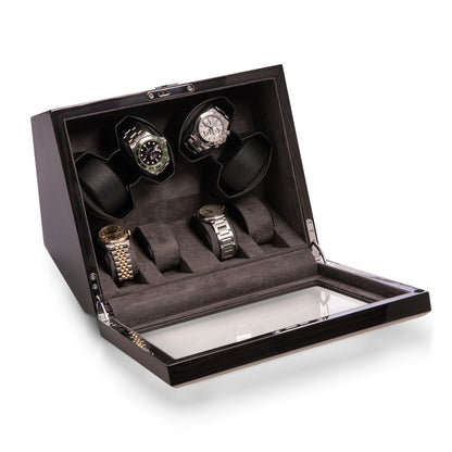 Louis Ash Wood High Lacquer 4-Watch Winder & 4-Watch Storage Case