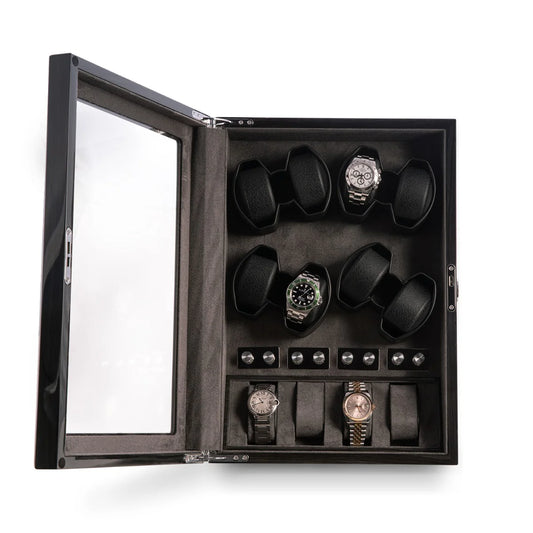 Louis Ash Wood High Lacquer 8-Watch Winder & 4-Watch Storage Case
