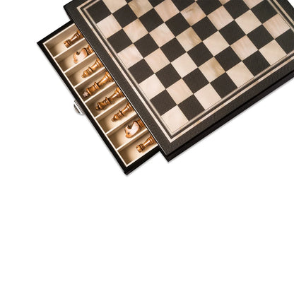 Nolan Luxury Carbon Fiber Chess Set with Storage Drawers