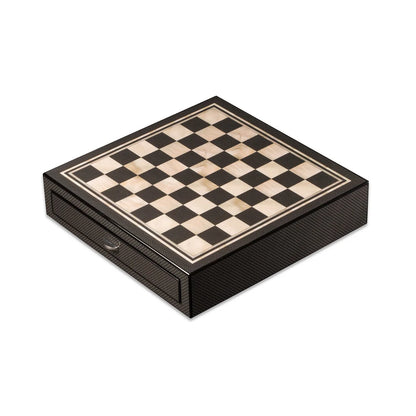 Nolan Luxury Carbon Fiber Chess Set with Storage Drawers