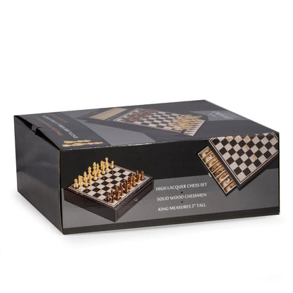 Nolan Luxury Carbon Fiber Chess Set with Storage Drawers