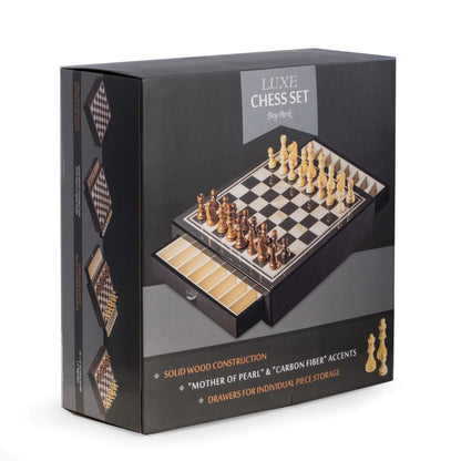 Nolan Luxury Carbon Fiber Chess Set with Storage Drawers