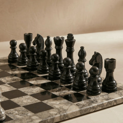 Oceanic & Black Marble Chess Set with Storage Case