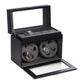 Bey-Berk President Dual Automatic Watch Winder – Black Leather