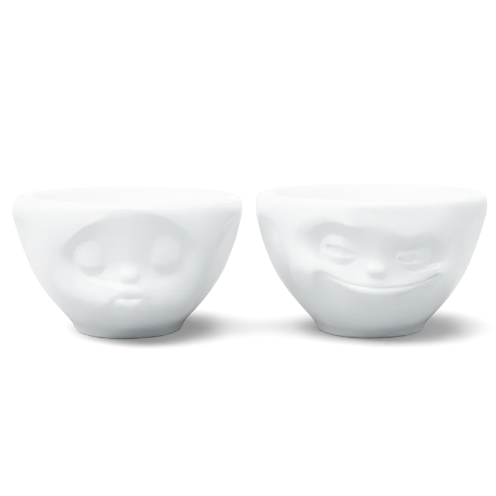 TASSEN Grinning & Kissing Face Porcelain Bowl Set – 3.3 oz (Set of 2)