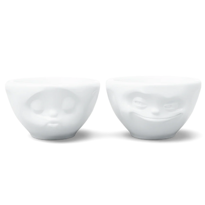 TASSEN Grinning & Kissing Face Porcelain Bowl Set – 3.3 oz (Set of 2)