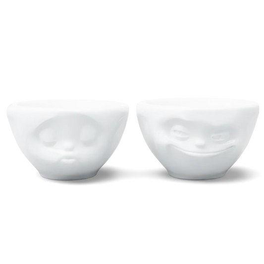 TASSEN Grinning & Kissing Face Porcelain Bowl Set – 3.3 oz (Set of 2)
