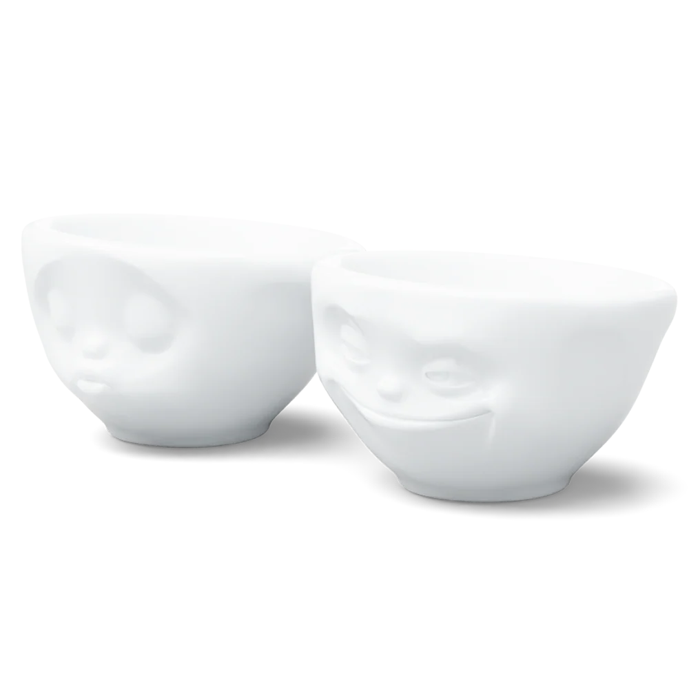 TASSEN Grinning & Kissing Face Porcelain Bowl Set – 3.3 oz (Set of 2)