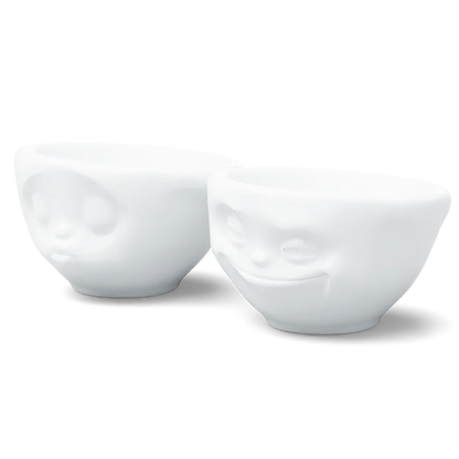 TASSEN Grinning & Kissing Face Porcelain Bowl Set – 3.3 oz (Set of 2)