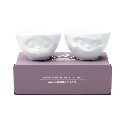 TASSEN Grinning & Kissing Face Porcelain Bowl Set – 3.3 oz (Set of 2)