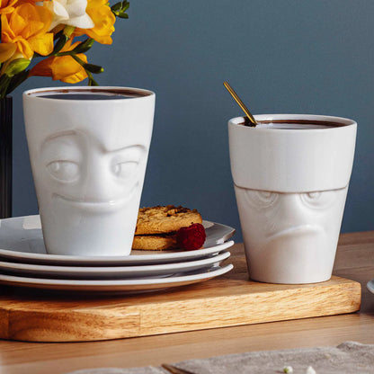 TASSEN Grumpy & Impish Face Porcelain Mug Set – 11 oz (Set of 2)